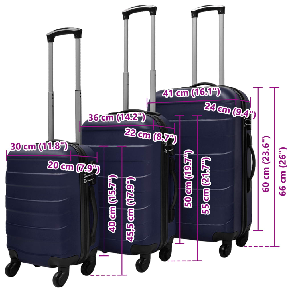 Set Trolley Rigidi 3 pz Blu 45,5/55/66 cm cod mxl 48434