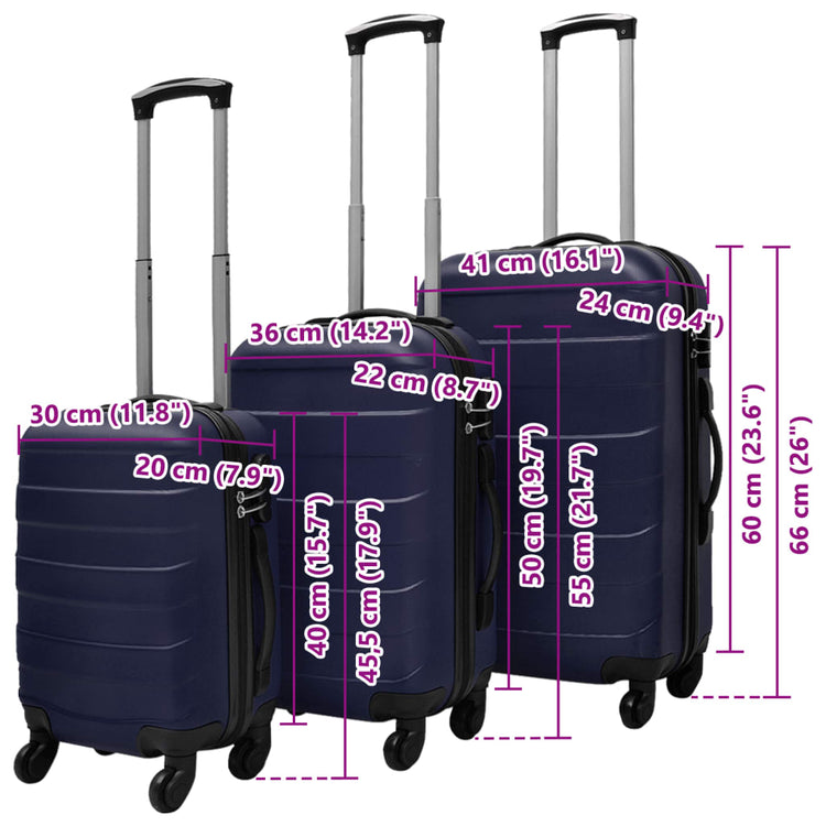 Set Trolley Rigidi 3 pz Blu 45,5/55/66 cm cod mxl 48434