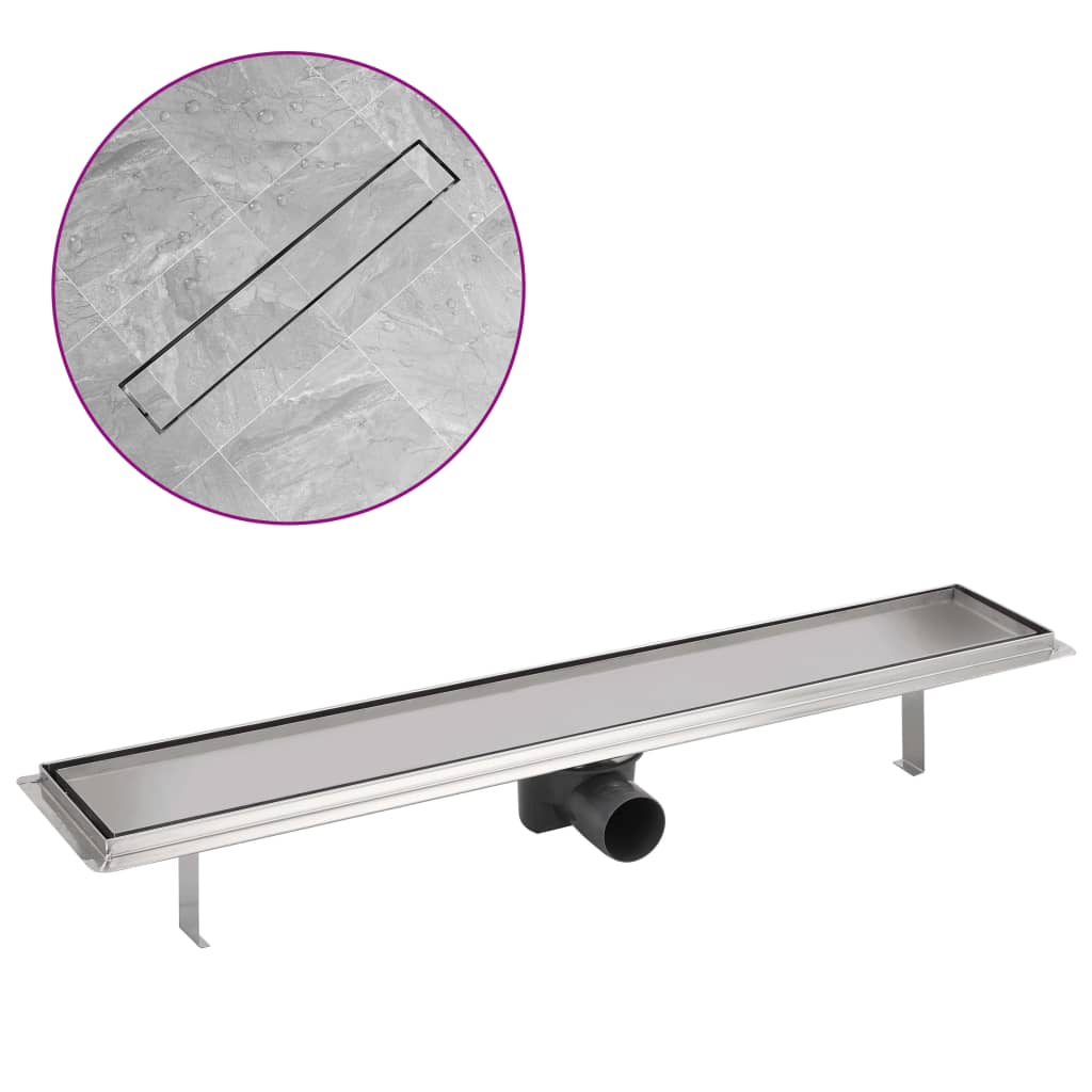 Canaletta di Drenaggio per Doccia 730x140 mm Acciaio Inox cod mxl 44607