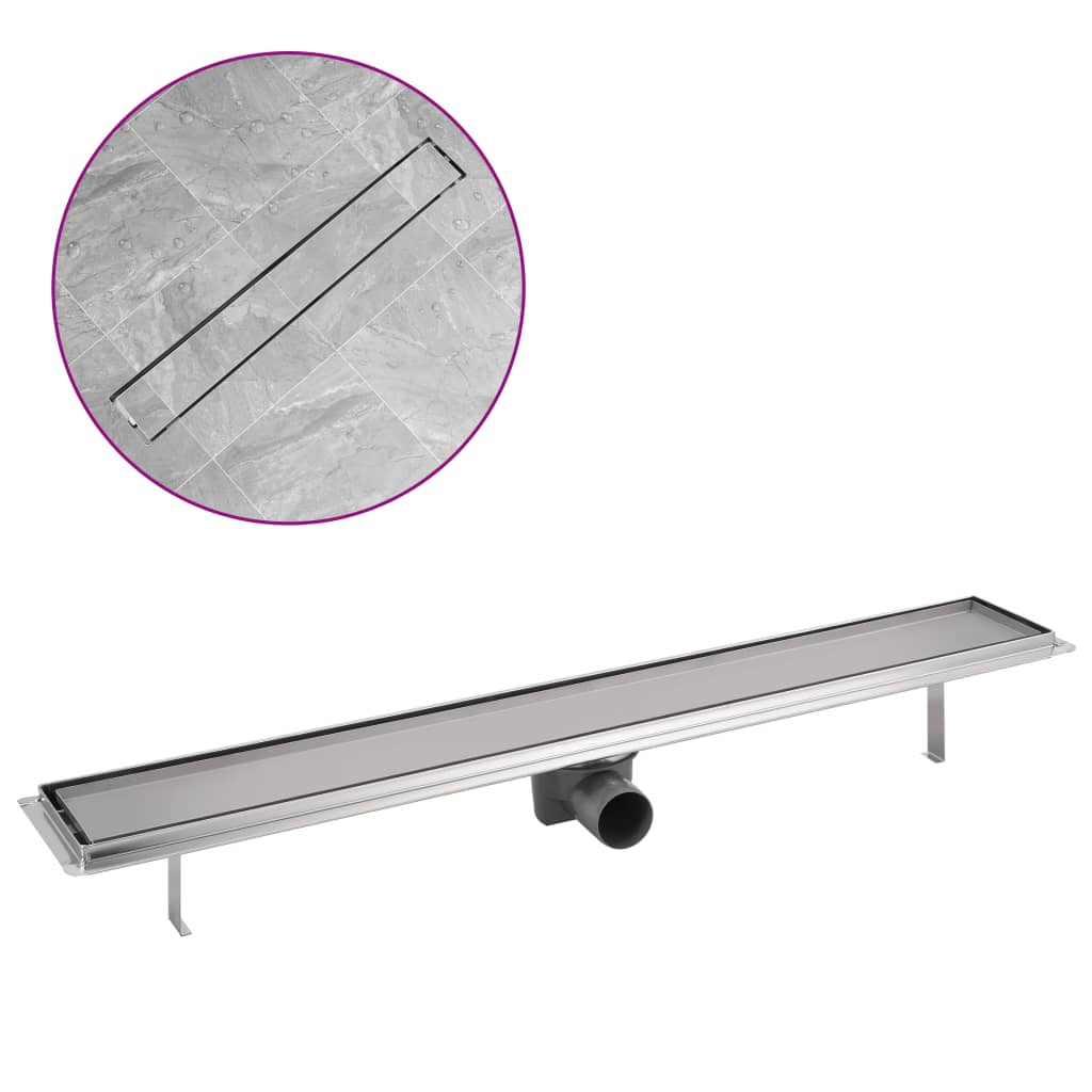 Canaletta di Drenaggio Lineare per Doccia 830x140 mm Acciaio Inox 142174