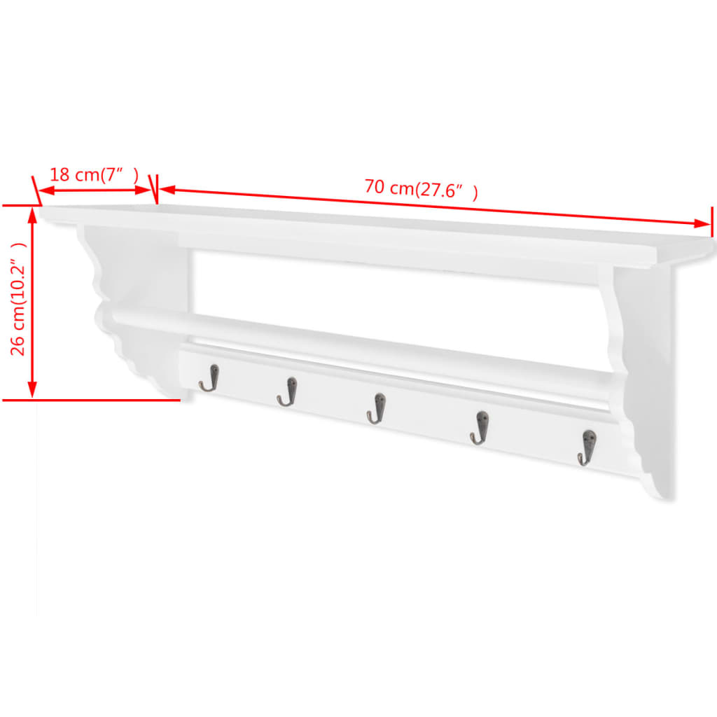 Appendiabiti in MDF bianco in stile barocco