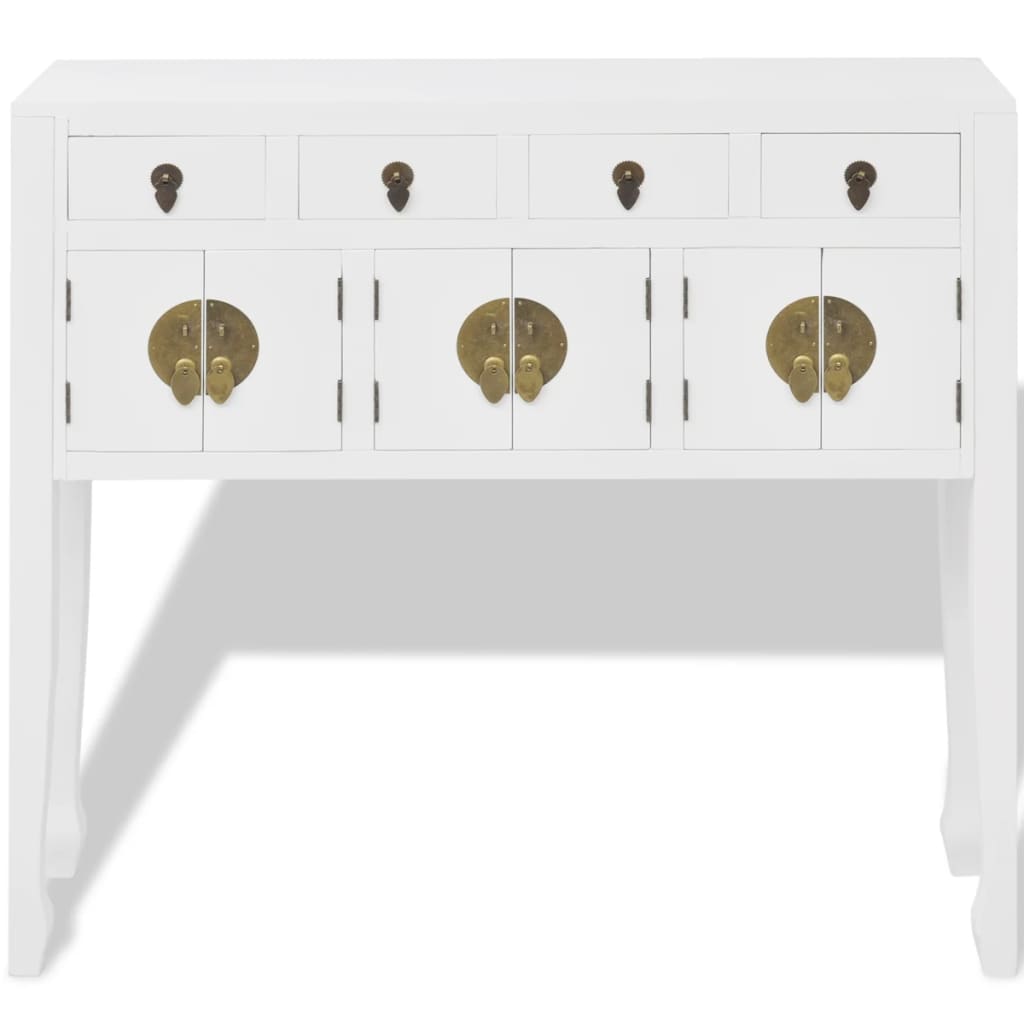 Credenza in Stile Cinese in Legno Massello Bianca