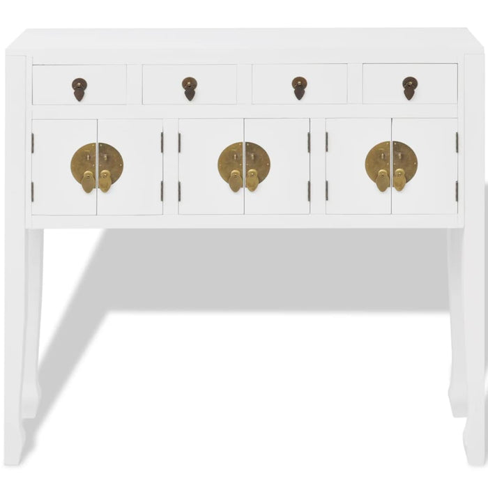 Credenza in Stile Cinese in Legno Massello Bianca 242647