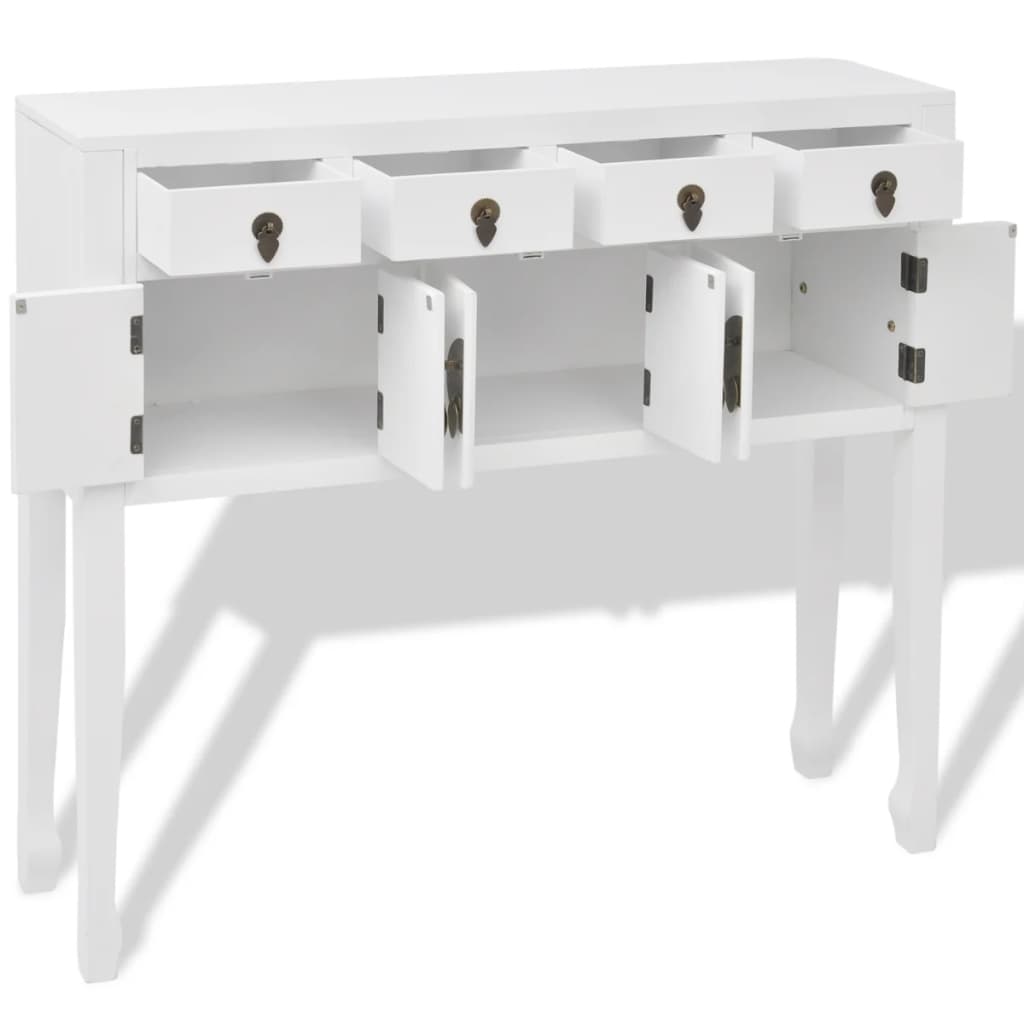 Credenza in Stile Cinese in Legno Massello Bianca 242647