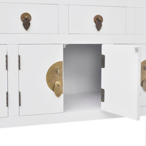 Credenza in Stile Cinese in Legno Massello Bianca 242647