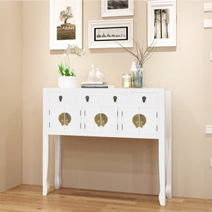 Credenza in Stile Cinese in Legno Massello Bianca 242647