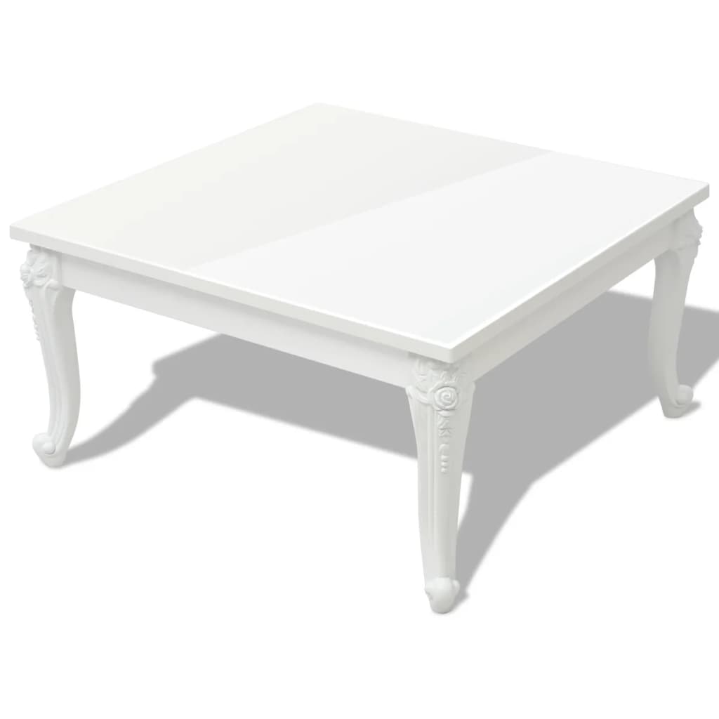 Tavolino da Salotto 80x80x42 cm Lucido Bianco