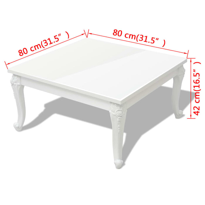 Tavolino da Salotto 80x80x42 cm Lucido Bianco