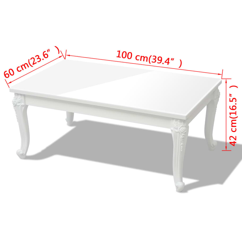 Tavolino da Salotto 100x60x42 cm Bianco Lucido  cod mxl 11840