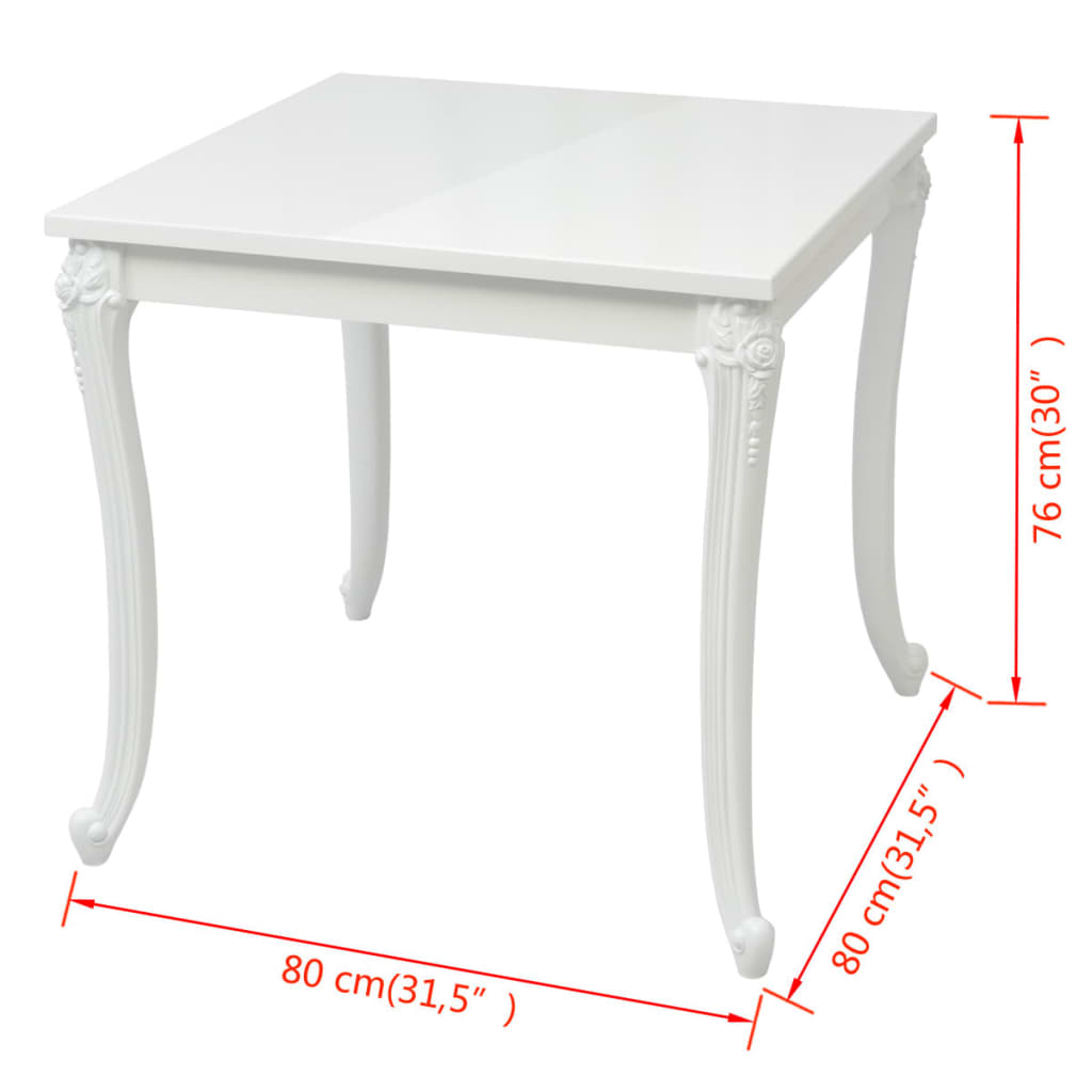 Tavolo da Pranzo 80x80x76 cm Bianco Lucido cod mxl 7094