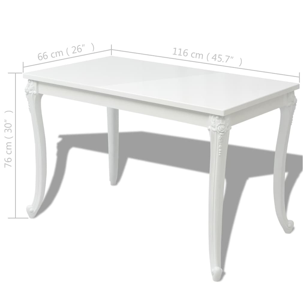 Tavolo da Pranzo 116x66x76 cm Bianco Lucido cod mxl 13808