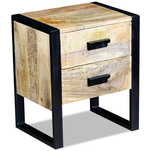 Tavolino con 2 Cassetti in Legno Massello di Mango 43x33x51 cm 243298