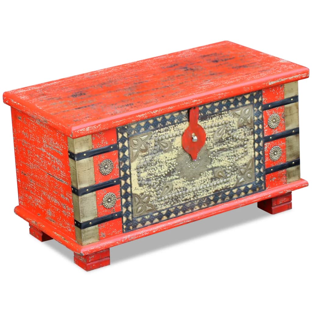 Baule Rosso in Legno di Mango 80x40x45 cm 243331