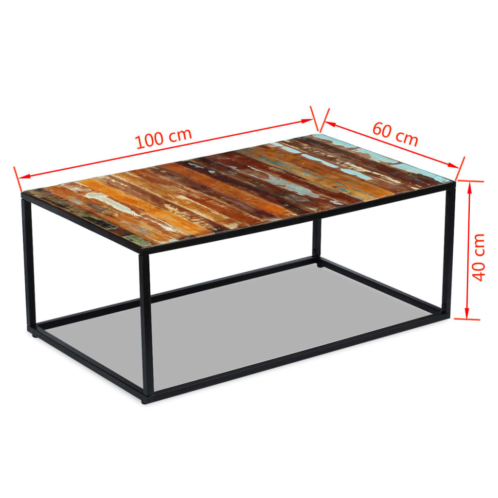 Tavolino da Caffè in Legno Massello Recuperato 100x60x40 cm