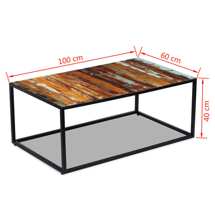 Tavolino da Caffè in Legno Massello Recuperato 100x60x40 cm