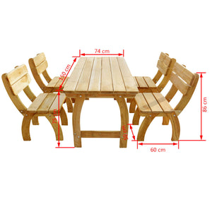 Set da Pranzo da Giardino 5 pz in Legno di Pino Impregnato 273756