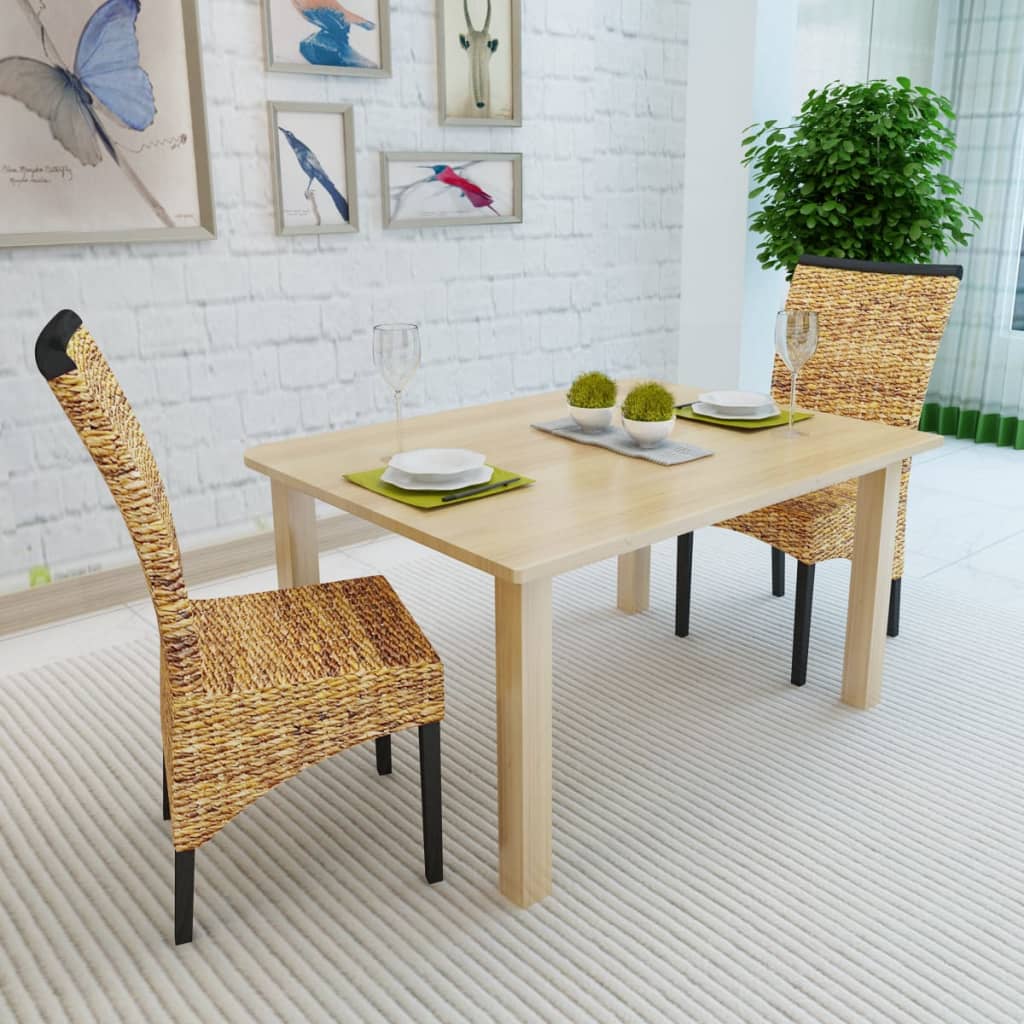 Sedie da Pranzo 2 pz in Abaca e Legno Massello di Mango cod mxl 14362