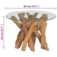 Tavolino da Caffè in Legno di Teak Massello 60 cm