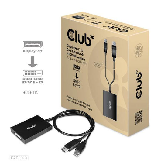 Club3d cac-1010 displayport/usb dvi-i daul link nero, bianco