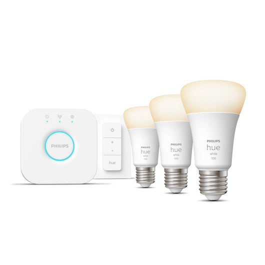 Philips hue white starter kit bridge + 3 lampadine smart e27 75w + dimmer switch - 929002469204