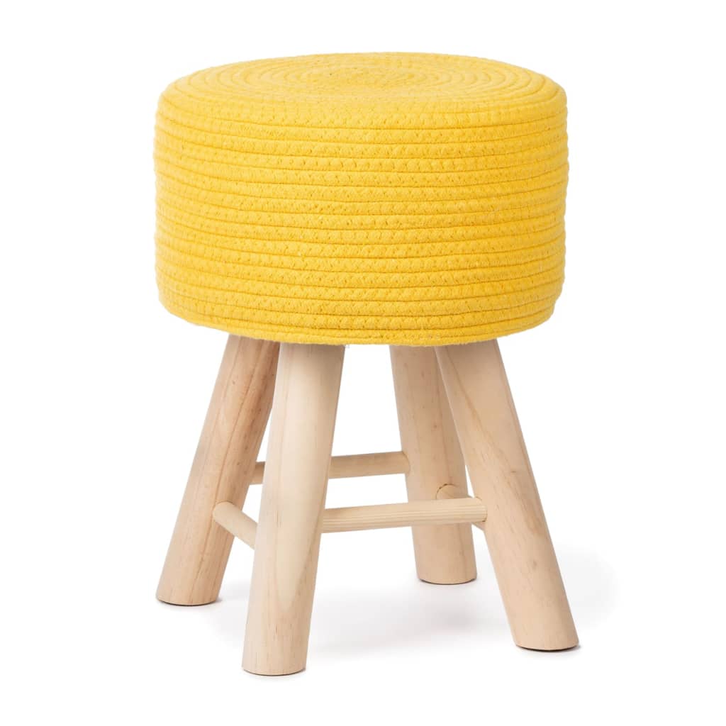 KidsDepot Sgabello Iggy 29 cm Cotone e Legno Giallo 443134