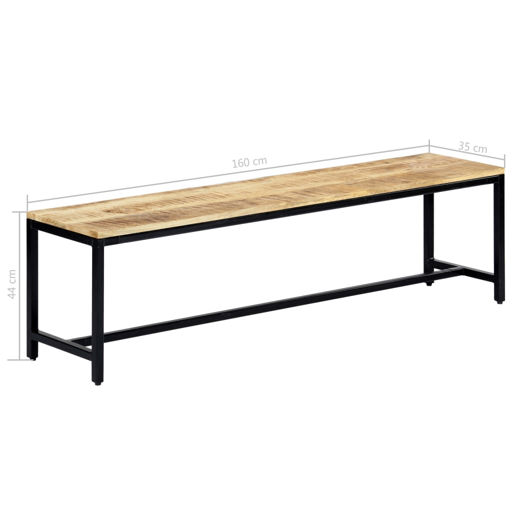 Panca da Pranzo 160 cm in Legno Massello di Mango Grezzo 247813