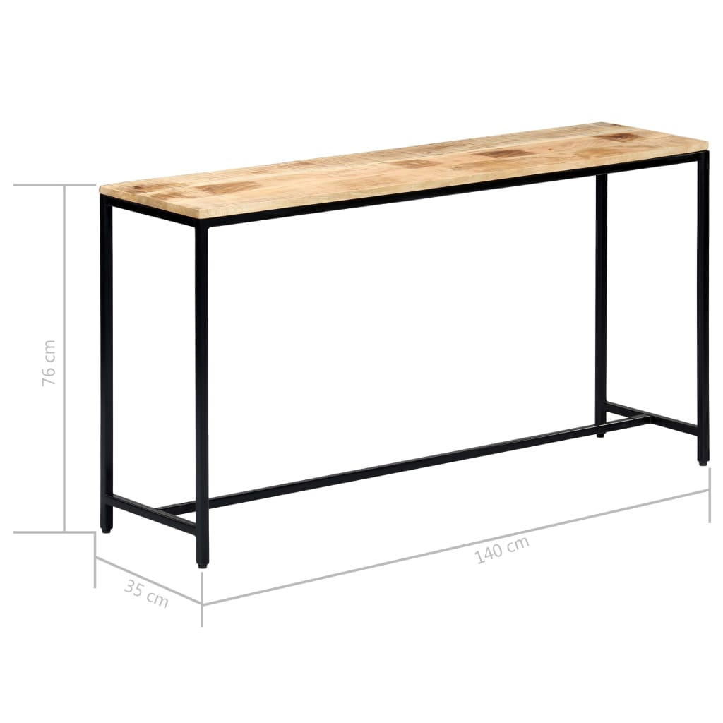 Tavolo Consolle 140x35x76 cm in Legno Massello di Mango Grezzo cod mxl 22848