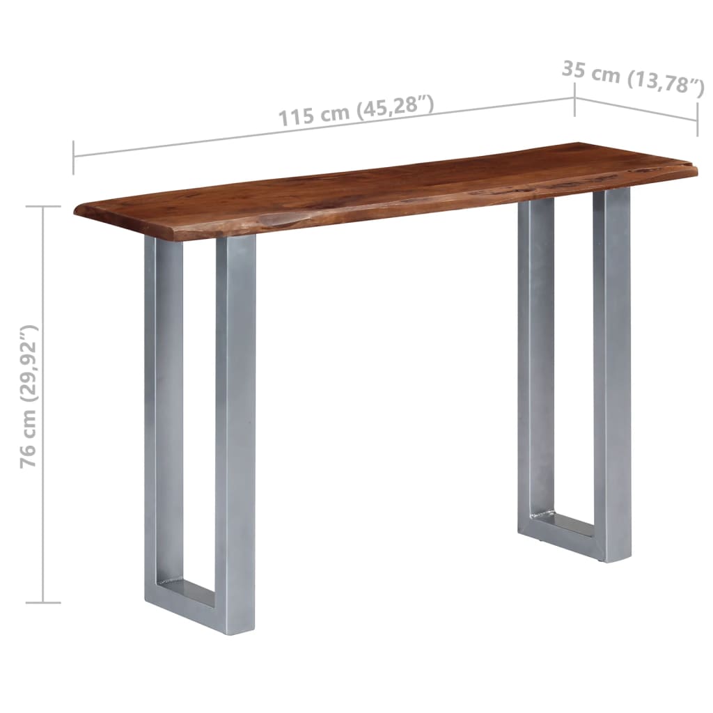 Tavolo Consolle 115x35x76 cm Legno Massello d'Acacia e Ferro 247830