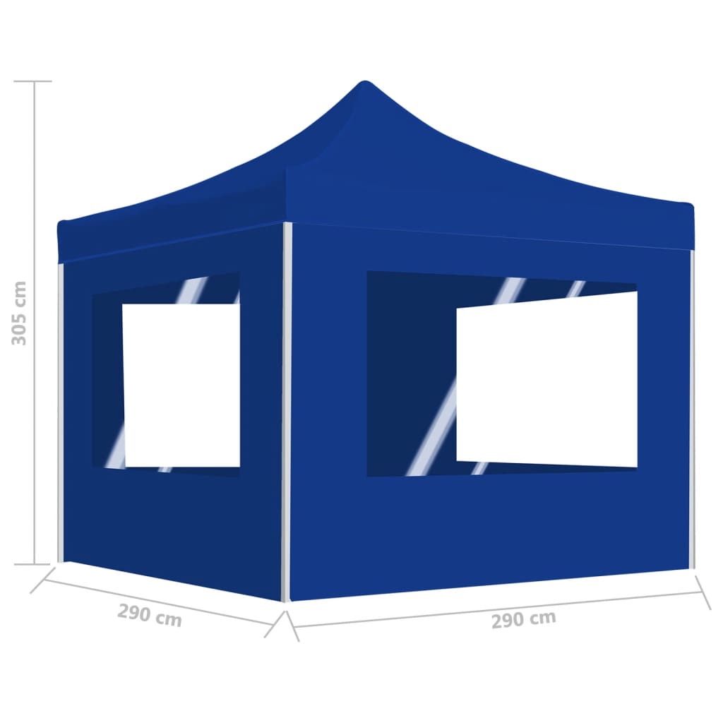 Gazebo Professionale Pieghevole Alluminio con Pareti 3x3m Blu 45487