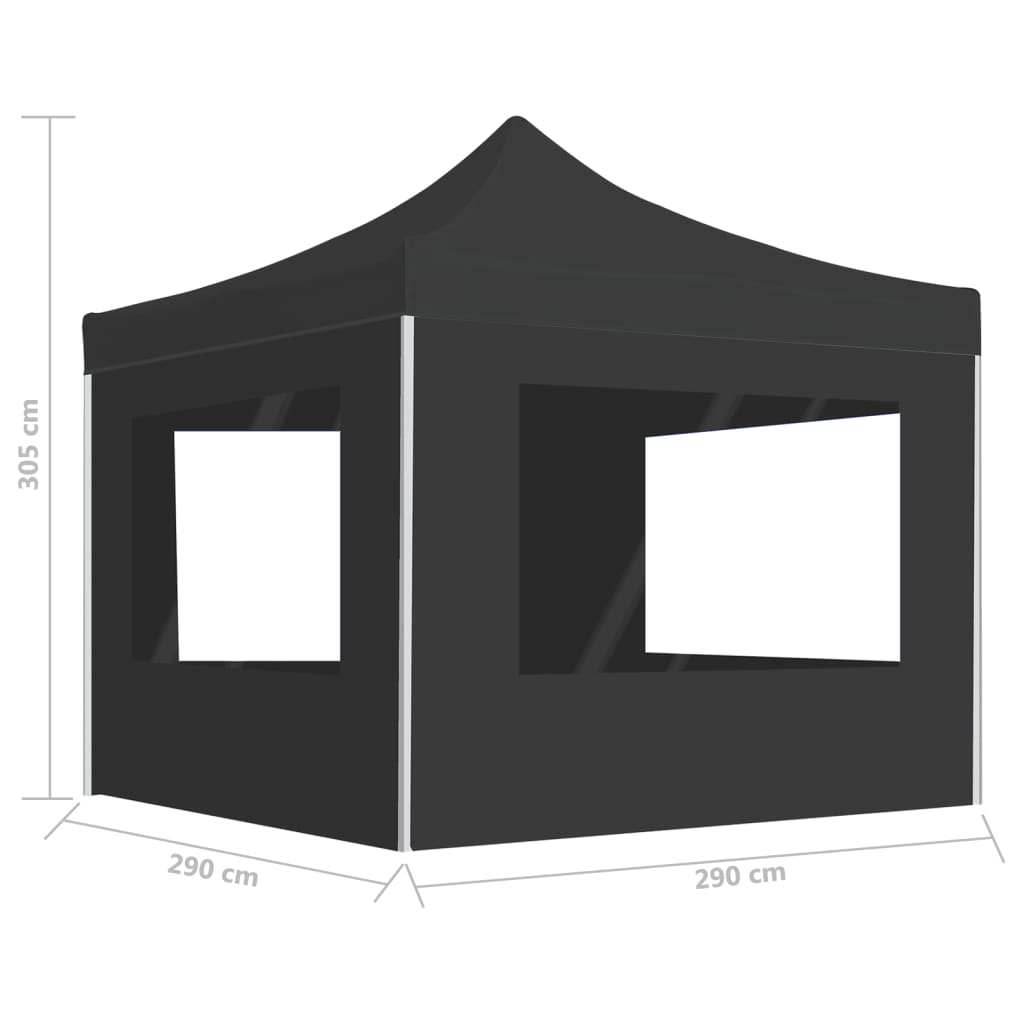 Gazebo Pieghevole con Pareti in Alluminio 3x3 m Antracite cod mxl 54659