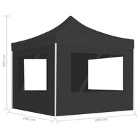 Gazebo Pieghevole con Pareti in Alluminio 3x3 m Antracite cod mxl 54659