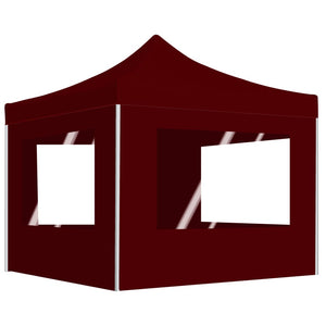 Gazebo Pieghevole in Alluminio con Pareti 3x3 m Rosso Vino 45489