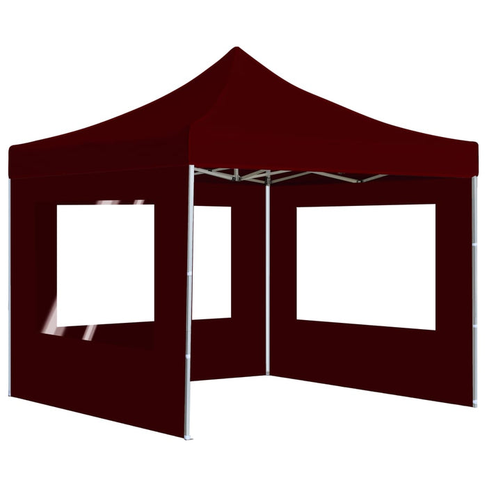 Gazebo Pieghevole in Alluminio con Pareti 3x3 m Rosso Vino 45489