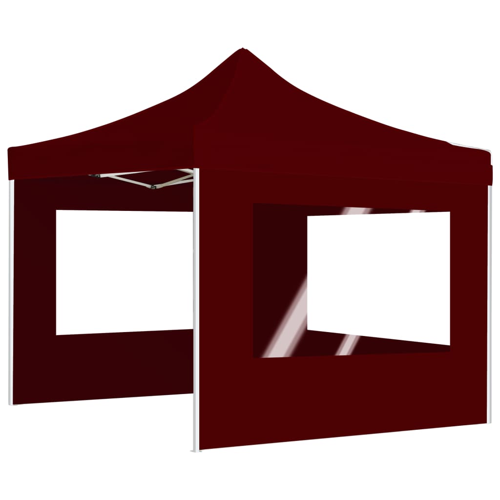 Gazebo Pieghevole in Alluminio con Pareti 3x3 m Rosso Vino 45489