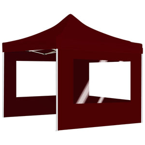 Gazebo Pieghevole in Alluminio con Pareti 3x3 m Rosso Vino 45489