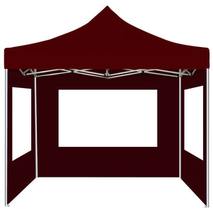 Gazebo Pieghevole in Alluminio con Pareti 3x3 m Rosso Vino 45489