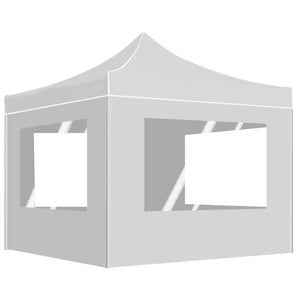 Gazebo Pieghevole con Pareti in Alluminio 3x3 m Bianco cod mxl 54723