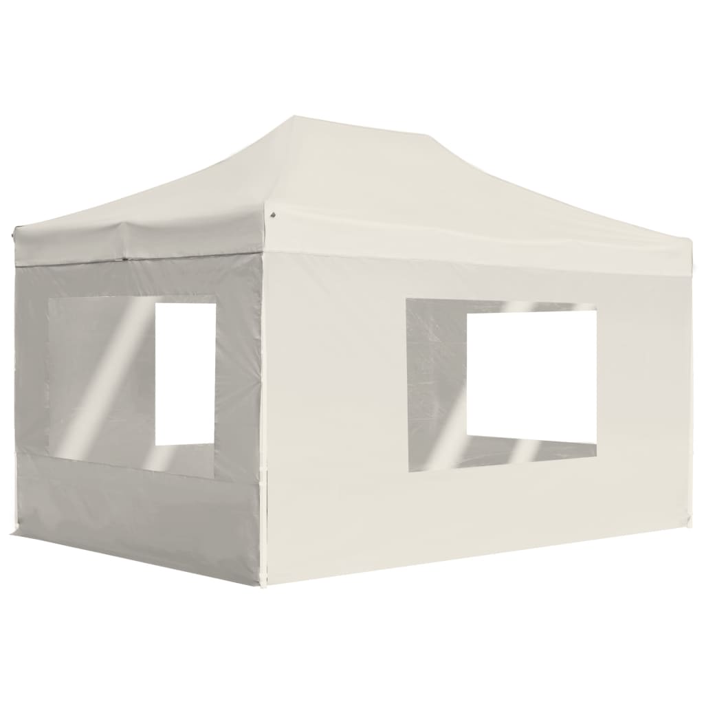 Gazebo Professionale Pieghevole Pareti Alluminio 4,5x3m Crema 45496