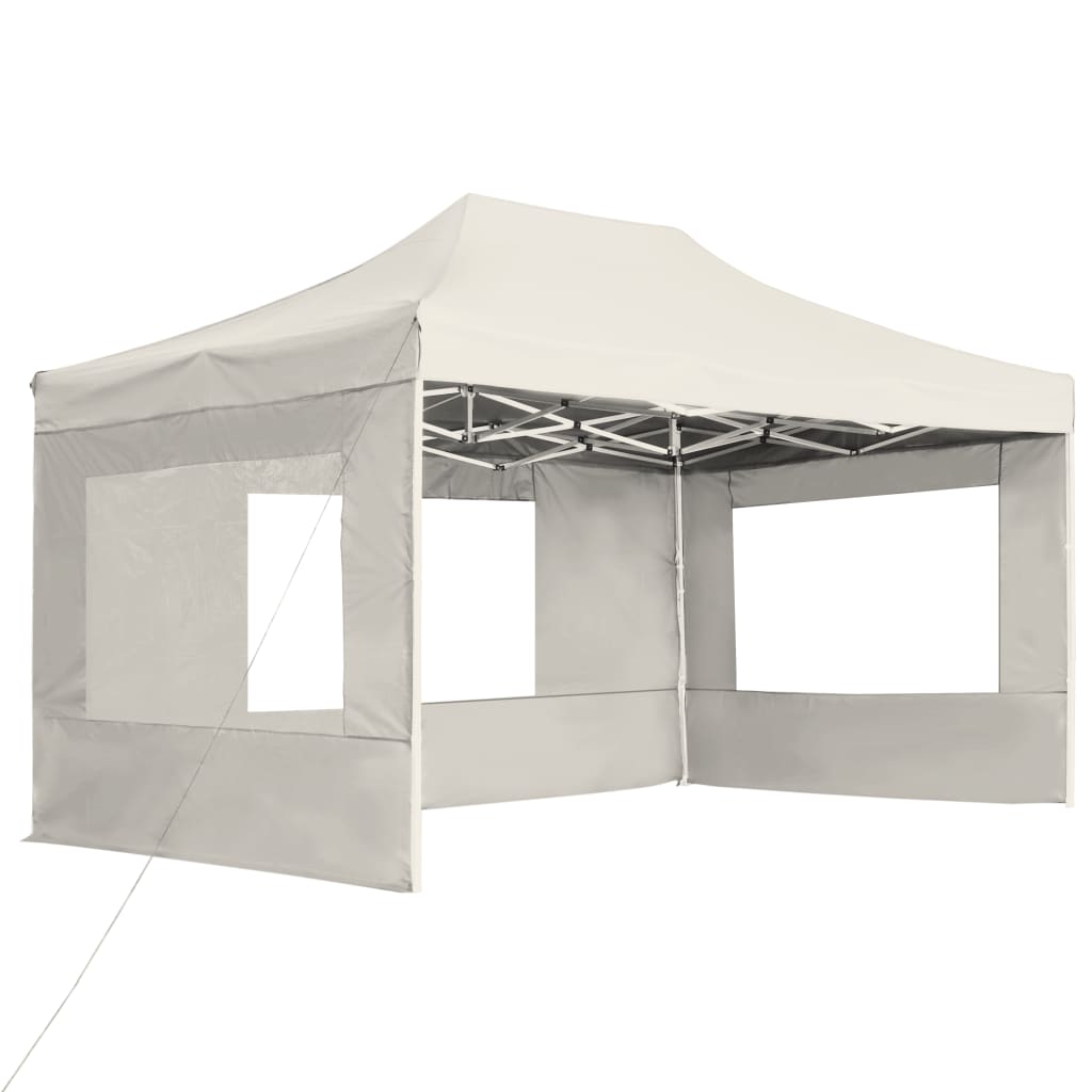 Gazebo Professionale Pieghevole Pareti Alluminio 4,5x3m Crema 45496