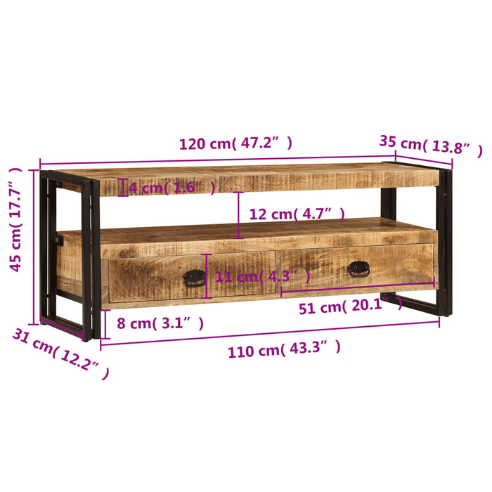 Mobile Porta TV 120x35x45 cm Legno Massello di Mango 247402