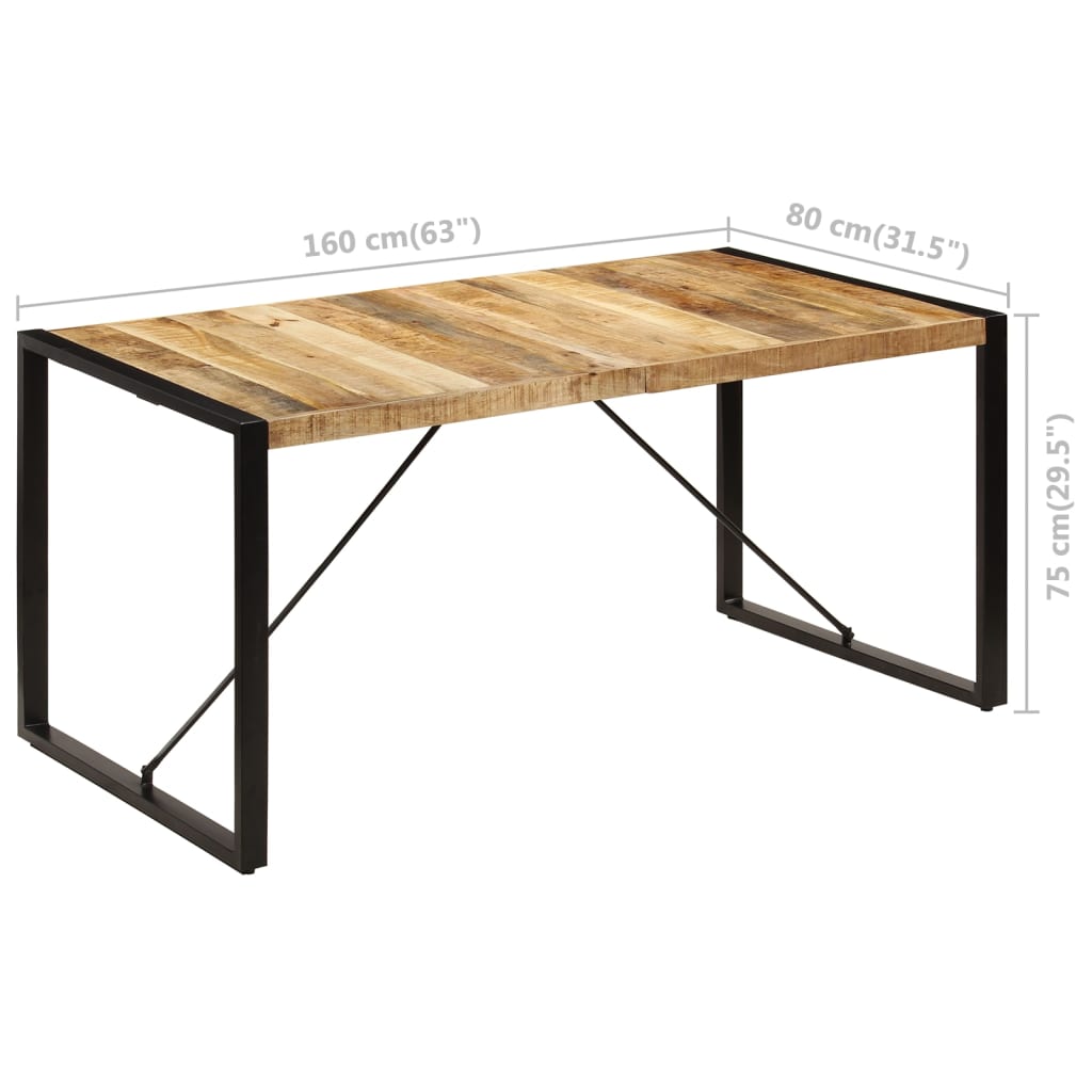 Tavolo da Pranzo 160x80x75 cm in Legno Massello di Mango  cod mxl 19133