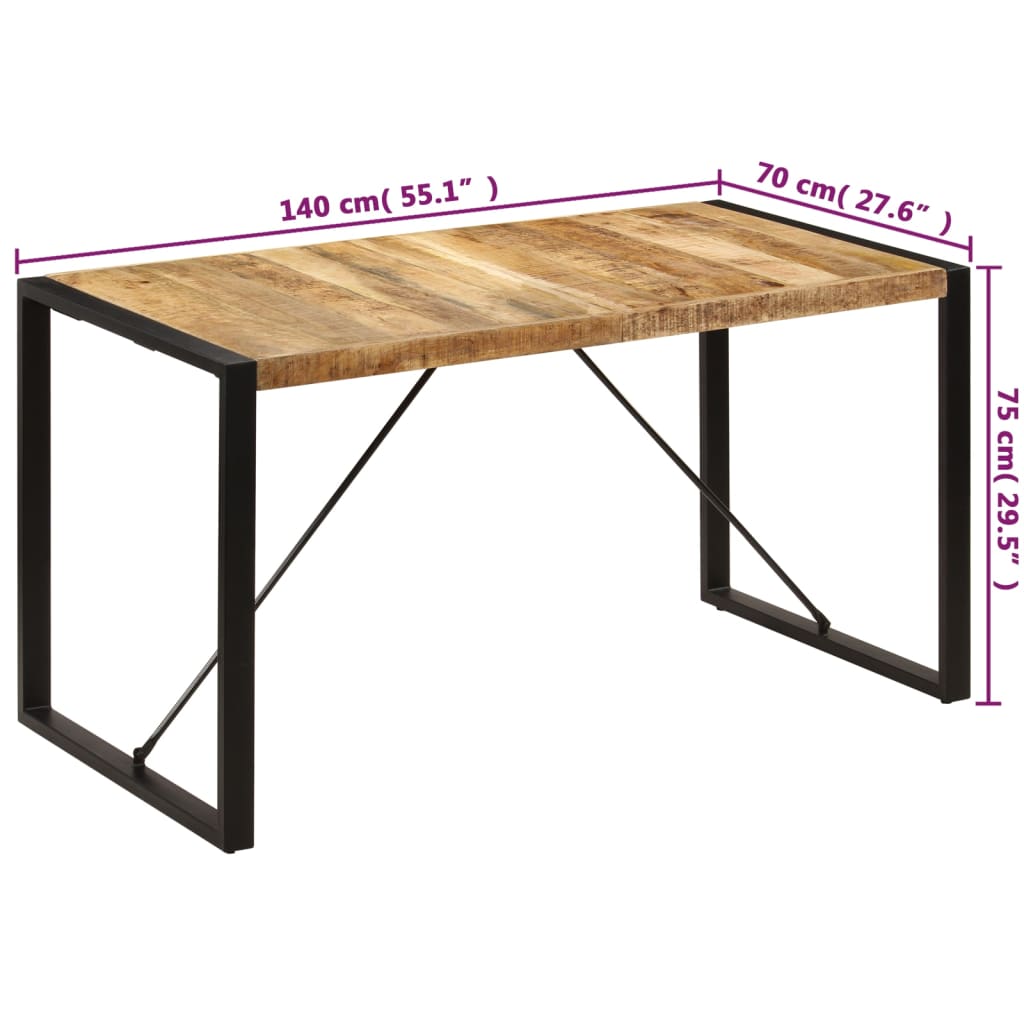 Tavolo da Pranzo 140x70x75 cm in Legno Massello di Mango 