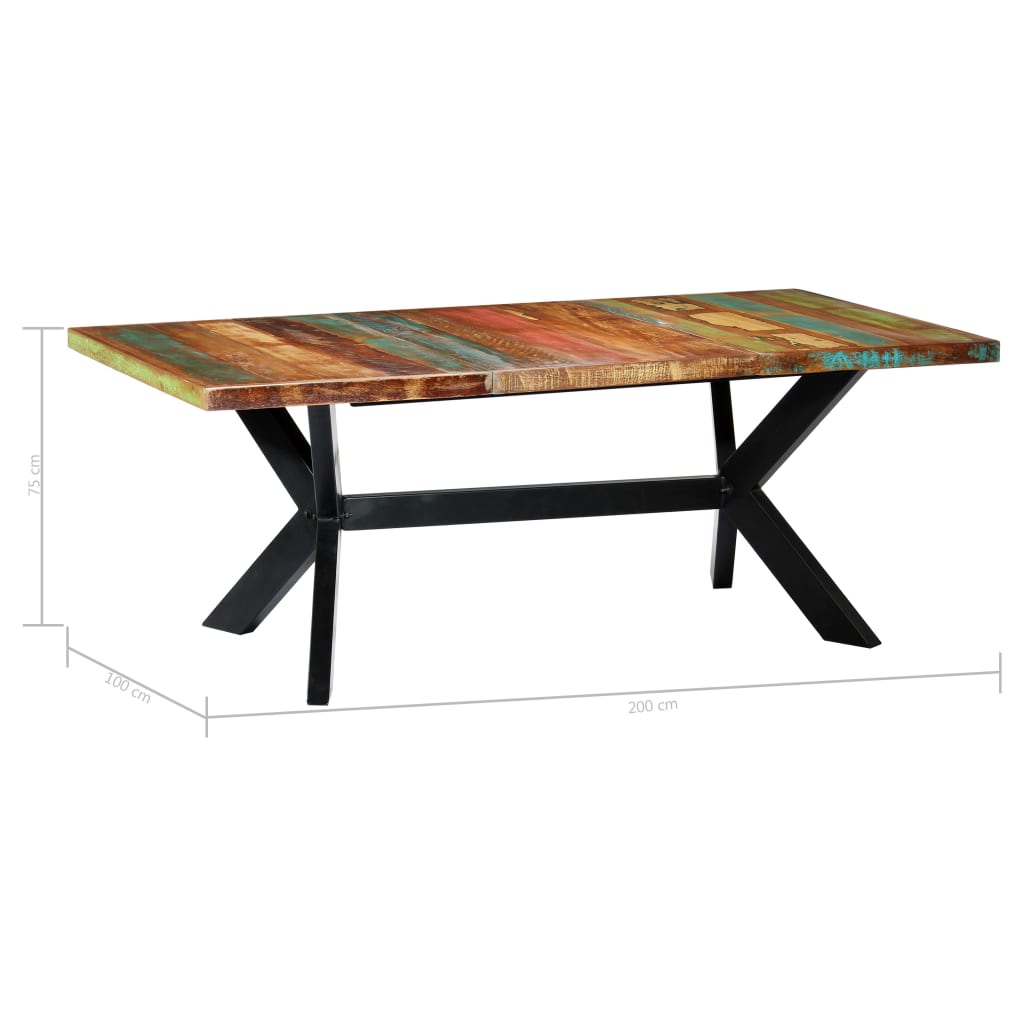 Tavolo da Pranzo 200x100x75 cm in Legno Massello di Recupero cod mxl 9625