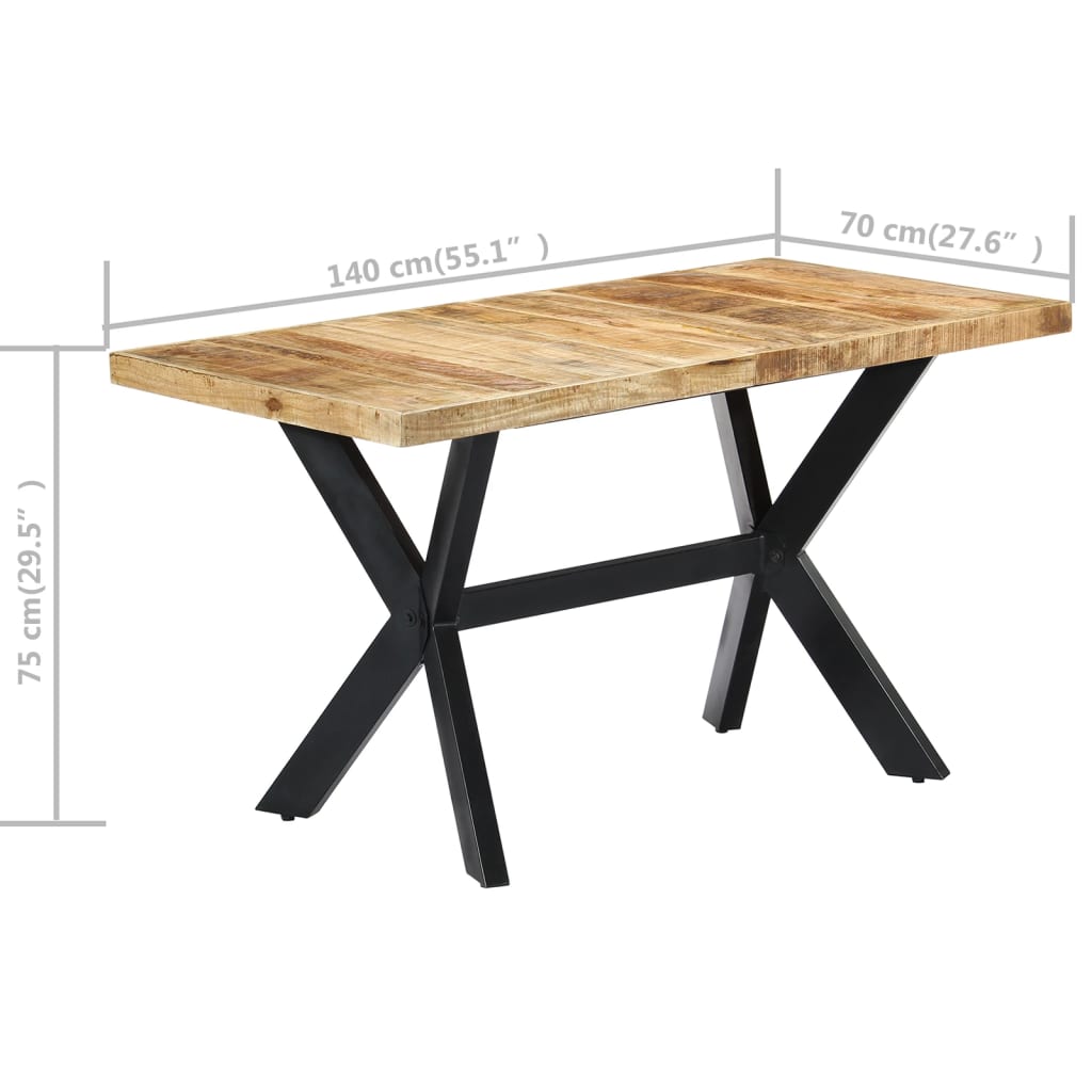 Tavolo da Pranzo 140x70x75 cm in Legno Massello di Mango Grezzo cod mxl 69416