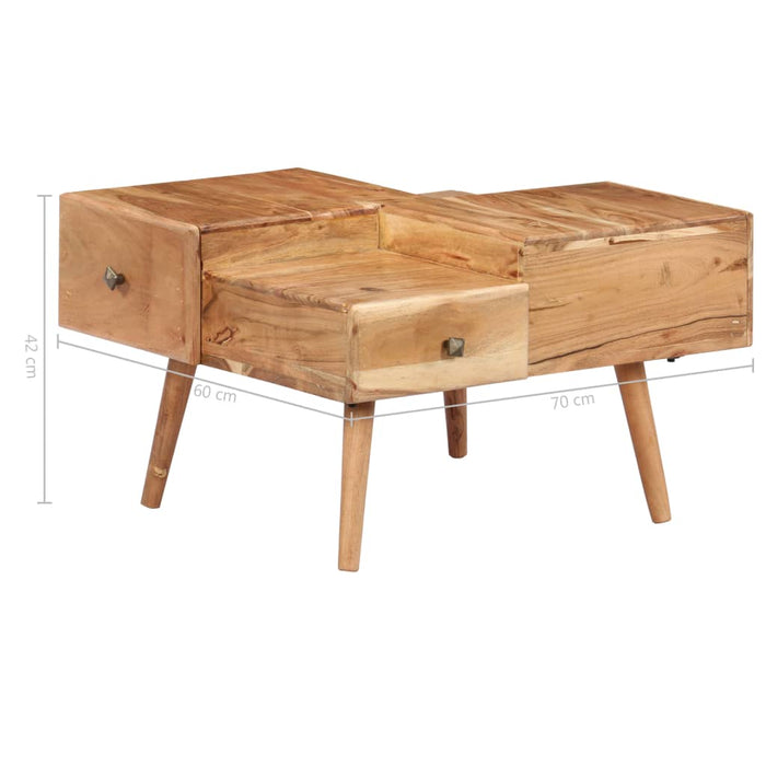 Tavolino da Salotto 70x60x42 cm in Legno Massello d'Acacia 247687