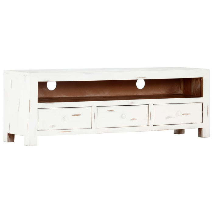 Mobile Porta TV Bianco 120x30x40 cm in Legno Massello di Acacia 247746