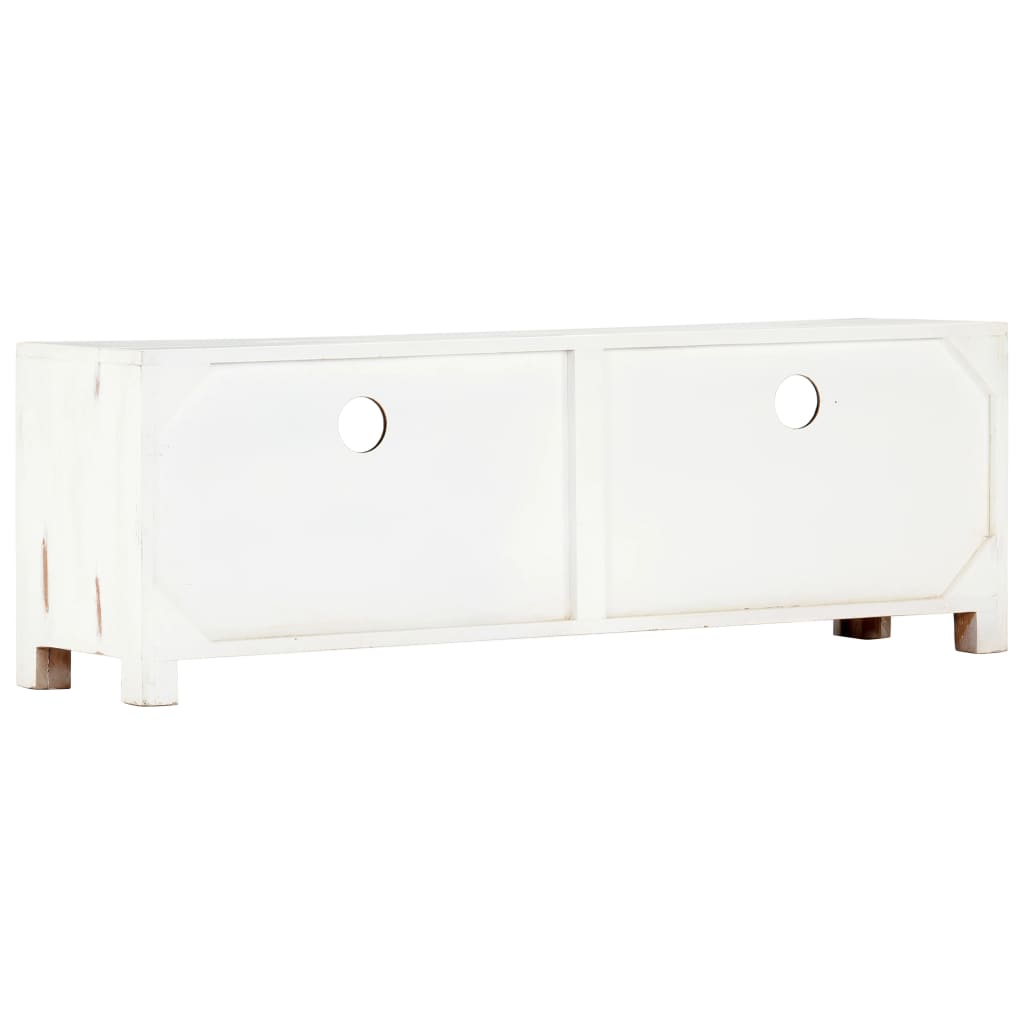 Mobile Porta TV Bianco 120x30x40 cm in Legno Massello di Acacia 247746