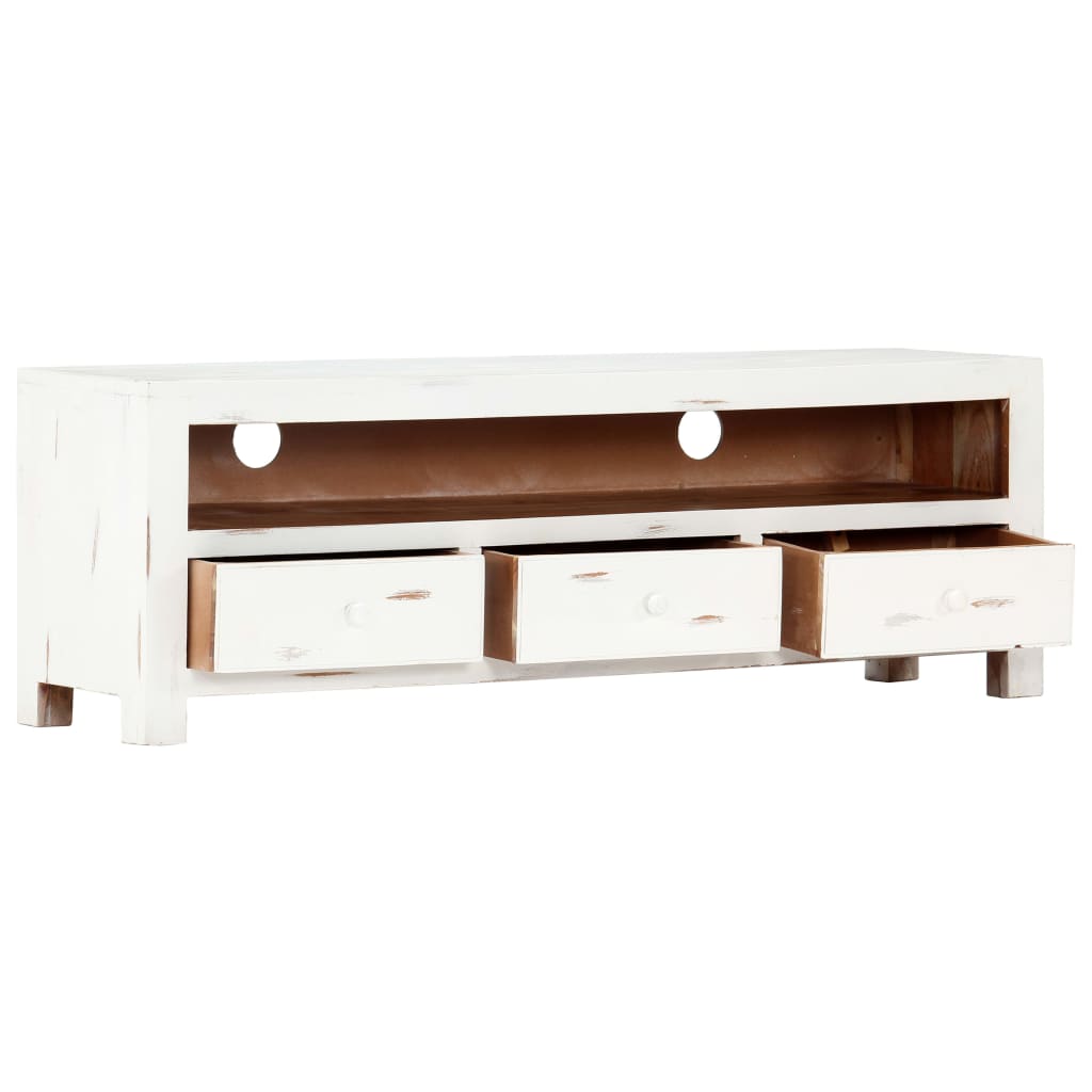 Mobile Porta TV Bianco 120x30x40 cm in Legno Massello di Acacia 247746