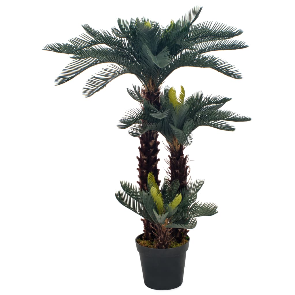 Palma di Cycas Artificiale con Vaso Verde 125 cm