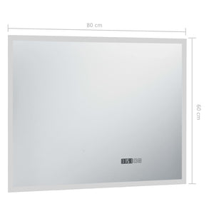 Specchio a LED Bagno con Sensore Tattile e Orologio 80x60cm cod mxl 67710